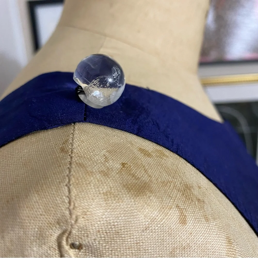 Calypso St. Barth women’s navy blue white silk striped dress sz large - Picture 7 of 10